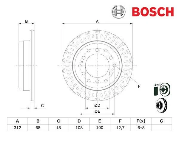 2 St. Bremsscheibe BOSCH 0986479F07 für Toyota FJ Cruiser — 第 1/1 张图片
