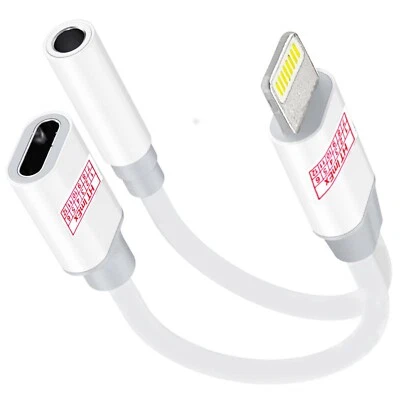 2 in 1 Audio Adapter für iPhone Splitter auf Klinke 3,5mm Aux Musikhören + Laden - Bild 1 von 4