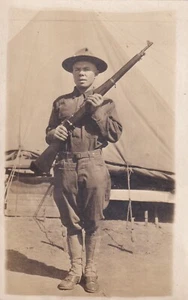 Original WWI Real Photo Postcard RPPC US Army SOLDIER w/ SPRINGFIELD RIFLE 996a - Picture 1 of 2