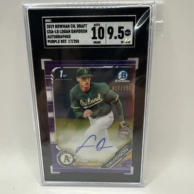 2019 Bowman Chrome Draft Autographs Purple Refractors #CDALD Logan Davidson/250 - Image 1 of 2