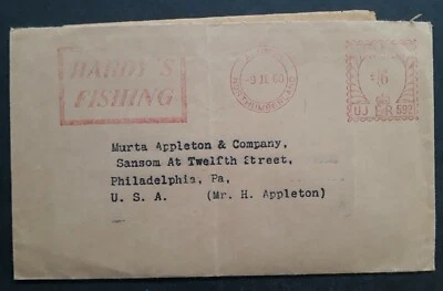 1960 Gran Bretaña Hardy's Pesca Cubierta y Anuncio Pamplet Corbatas 6d Sello CD Alnwick Foto 1 de 4
