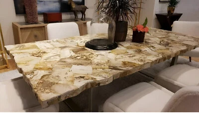 72"x36" Petrified Wood Stone Dining Table Top Timeless Elegance for Your Space - Image 1 of 4