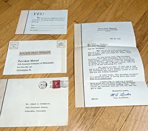 1931 PROVIDENT MUTUAL INSURANCE COMPANY Sales Letter / Card / Envelope - Picture 1 of 8