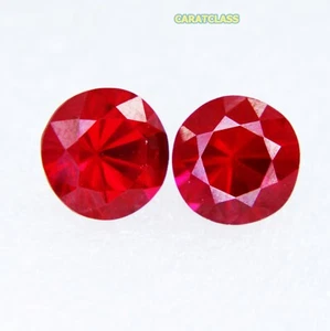 Blood Red Ruby Pair Certified Round Shape 6.70 CT Jewellery Loose Gemstone - Picture 1 of 5