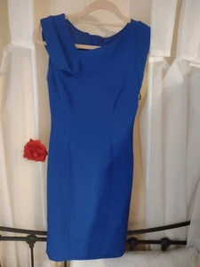 Tailored fold stretch Royal Blue size 8 Karen Millen fitted Pencil Dress - Picture 1 of 4