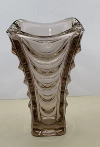 Vtg MCM 1957s Heavy Czech Glass Drapery Vase by Vaclav Hanus Sklo Union - Bild 1 von 9