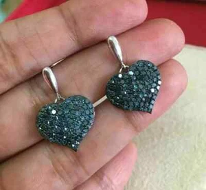 Drop & Dangle Earrings 2Ct Round Cut Black Onyx Lab Created 925 Sterling Silver - Picture 1 of 8