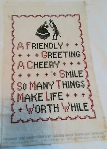 VINTAGE 1940er BETSY ROSS EIN FREUNDLICHER GRUSS...KREUZSTICHMUSTER FERTIG - Bild 1 von 3