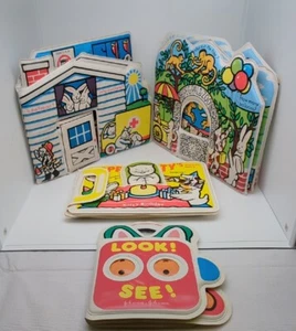 Vintage 1980's Set Of 4 Johnson & Johnson Soft Vinyl Baby Toddler Books - Picture 1 of 19