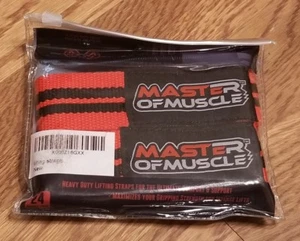 Master of Muscle -Weight Lifting Wrist Wraps 24"  by 1.5" Red  With No Slip Grip - Picture 1 of 4