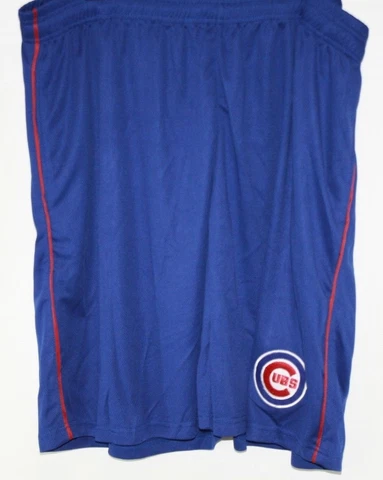 Mens Majestic MLB Chicago Cubs Blue Polyester Logo Baseball Shorts Cover