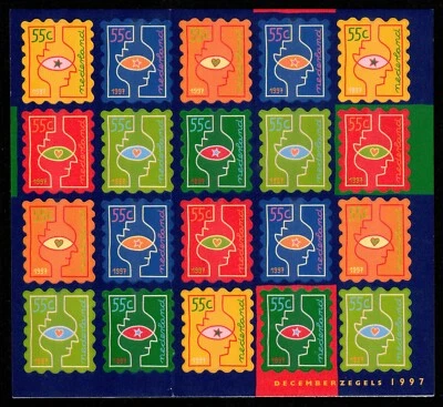 1997 Nederland SC# 981a - Stylized People Head - Pane of 20 - M-NH - Image 1 of 2