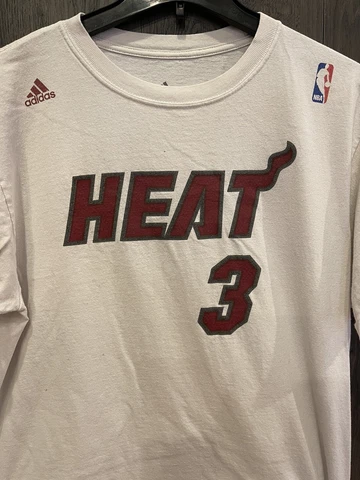 Miami Heat Shirt Adult  Large White Basketball Dwyane Wade Adidas Mens A38* Cover