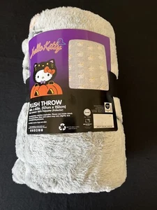 NEW 2024 Hello Kitty Halloween Blanket Throw Sanrio Grey 46 In x 60 - Picture 1 of 8