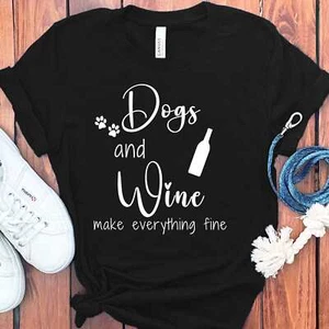 DOGS AND WINE T-SHIRT - Picture 1 of 50
