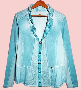 Chaqueta Blazer TREDY Para Mujer Manga Larga Abotonada Elastizada con Inserto de Encaje Talla 44 - Imagen 1 de 11