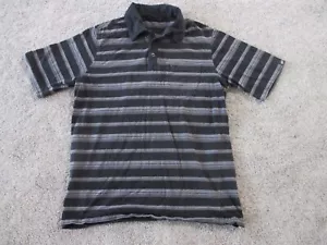 Vans Men's Short Sleeve Polo Shirt Black/Gray Striped Size Medium, VGC, Preowned - Picture 1 of 8