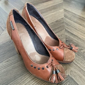 Diesel Leather High Heel Pumps With Tassels In Brown Size EU36 Made In Spain - Picture 1 of 6