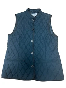 Jaclyn Smith Vest Blue Quilted Puffer Women's Large Snaps Washable Warm - Picture 1 of 8