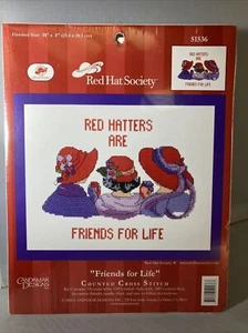 Candamar Designs - Red Hat Society Friends For Life - Cross Stitch Kit 8 x10 NEW - Picture 1 of 5