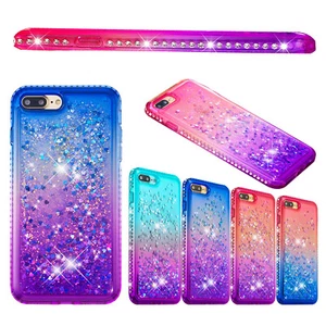 Funda para iPhone 7 Plus/8 Plus con brillo líquido diamante parachoques para niñas - Imagen 1 de 25