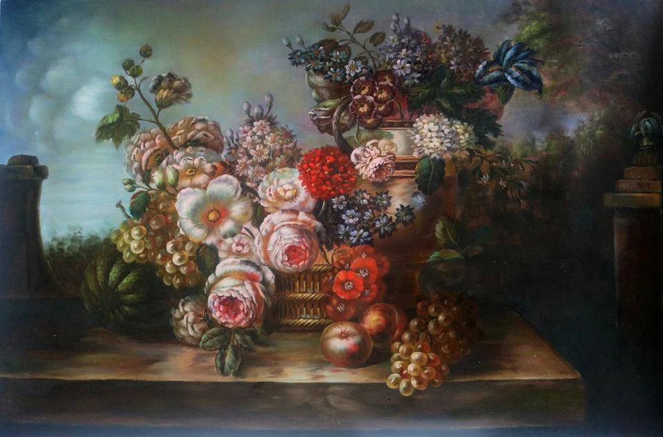 Home Decor Wall Art Still Life Flowers Classical Oil painting Printed On Canvas - Image 1 of 4