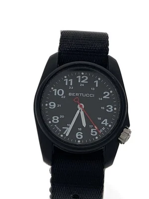 BERTUCCI 0320 Analog Quartz Watch Black Canvas Band Excellent JAPAN - Image 1 of 4