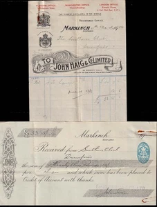 1924 JOHN HAIG & CO, MARKINCH, Fife, Whisky Distillers, Invoice & Receipt - Picture 1 of 1