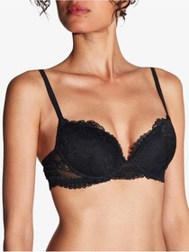 La Perla Bra Black Luxury Stretch Leavers Lace Size 36B