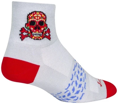 SockGuy Classic Red Skull Socks - Unisex, Breathable Synthetic Performance - Image 1 of 4