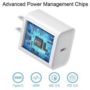 Ładowarka ścienna typu C 20W PD typ C wtyczka i 3,3 stopy 60W USB C na USB C ładowanie FY - Zdjęcie 1 z 24