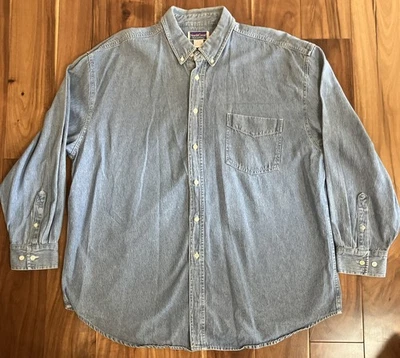 Camisa De Colección Northcrest Para Hombres XL Denim Abotonada Manga Larga Años 90 Azul Algodón Foto 1 de 4