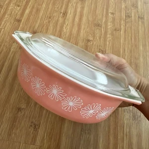 Pyrex Pink Daisy 043 Oval Auflaufform mit Glasdeckel 1 1/2 QT Schüssel - Bild 1 von 21