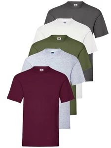 Fruit of the Loom Mens 5 Pack T-Shirts 100% Cotton Plain Solid Tee Shirt - Picture 1 of 36