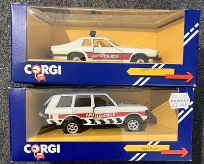 Corgi 597 Range Rover - AMBULANCE, Corgi C320/1 Police Jaguar XJS UNPLAYED WITH - Image 1 of 4