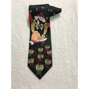 Looney Tunes Taz Devil Christmas Cartoon Novelty Tie Necktie Vintage Polyester - Picture 1 of 9