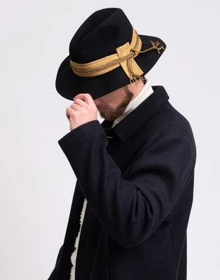 RRP€445 DOLCE & GABBANA Rabbit Hair Felt Fedora Hat Size 59 L HAND EMBROIDERED - Image 1 of 4