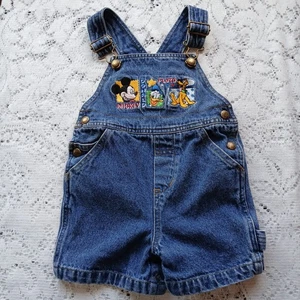 Vintage Mickey Mouse, Donald, Pluto Overalls 12 Months Disney Store 90's Denim - Picture 1 of 17