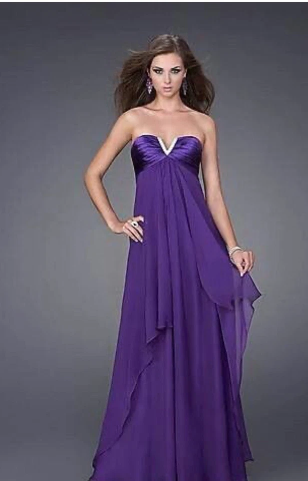 Vestido formal de gasa púrpura brillante talla 6 Foto 1 de 2