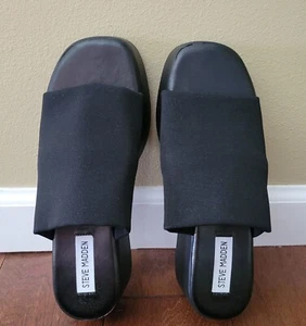 Steve Madden Women's SLINKY30 Wedge Sandal Size 8 Black Platform - Picture 1 of 7