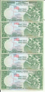 SAMOA LOT 5x 1 TALA 1980  P 19. UNC CONDITION. 6RW 06MAR - Picture 1 of 1