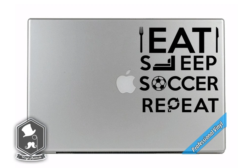 Eat Sleep Soccer Repeat 6 inch Black Vinyl Decal - Image 1 of 1