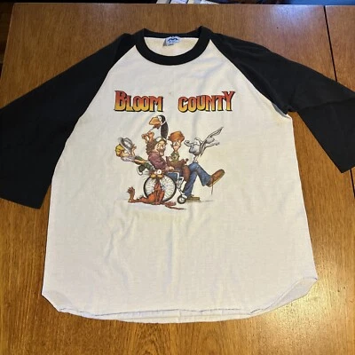 Camiseta Jersey Bloom County Manga 3/4 Años 80 Cortador John Silla de Ruedas EE. UU. Grande Foto 1 de 4