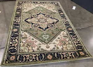 GREEN / LT BROWN 5'-0" x 8'-0" Back Stain Rug, Reduced Price 1172673454 HG625Y-5 - Picture 1 of 4