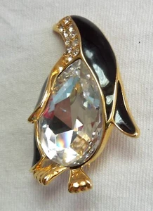 Trifari PINGUIN PIN *Geleebauch* großer Kristall* Vintage*Strasssteine*KOSTENLOSER VERSAND* - Bild 1 von 8