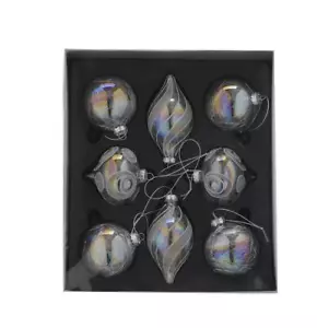 Klarglas Kubeln Weihnachtsbaum Dekorationen 5-8 cm Pack x8 sortiert - Bild 1 von 1