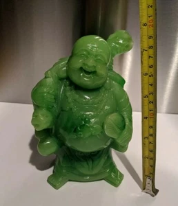 8" Jade Resin Wealth Happy Maitreya Buddha Statue - Picture 1 of 1