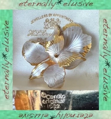 Broche de iris floral Giovanne Cerrito década de 1980 de colección enchapado en oro pintado en frío Foto 1 de 4