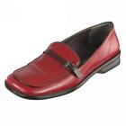 Worn 2X Banana Republic Flats Loafers Sz. 6 Red Leather Square Toe Belted Italy
