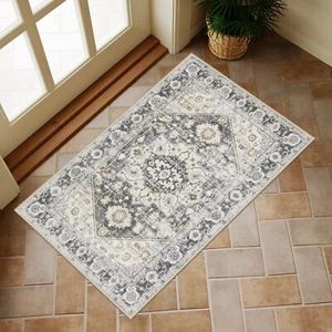 Washable Indoor Door Mat Non Slip Retro Entryway Rug 24" x 36" Doormat Low-Pi... - Picture 1 of 7